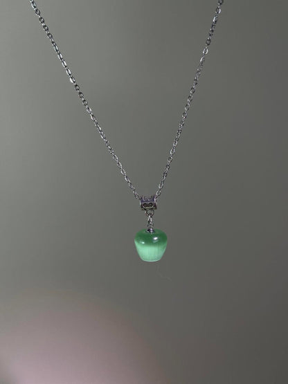 Green Cat's Eye Apple Necklace