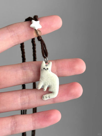 Whimsical Fluffy Cat Adjustable Necklace