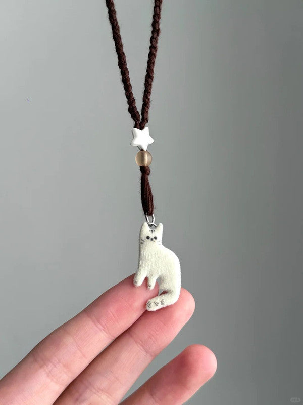Whimsical Fluffy Cat Adjustable Necklace