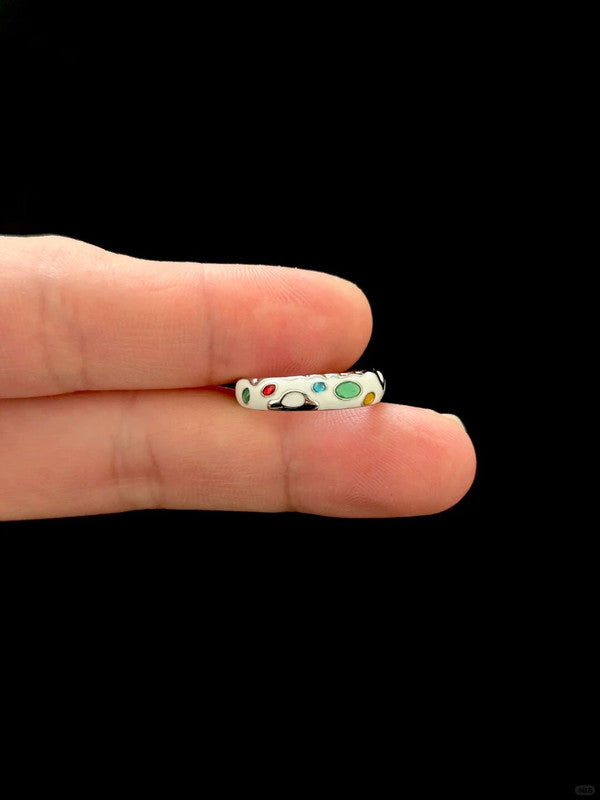 Multi-Color Dot Enamel Adjustable Ring