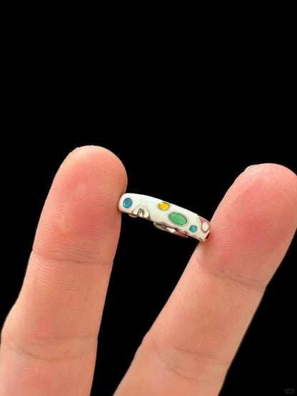 Multi-Color Dot Enamel Adjustable Ring