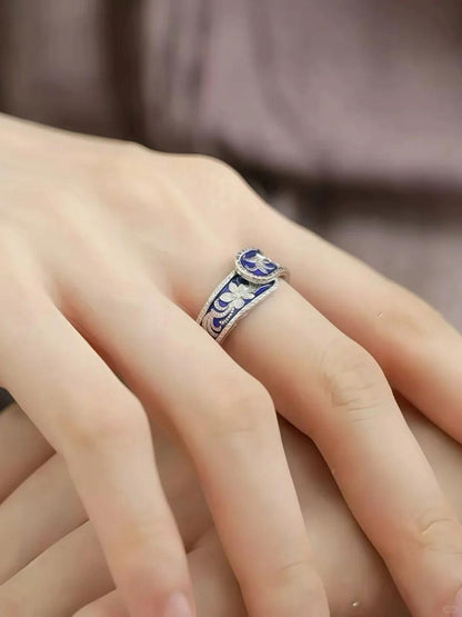Vintage Indigo Floral Wrap Ring