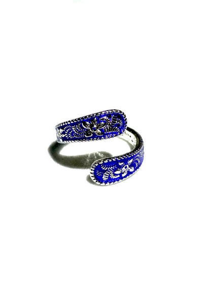Vintage Indigo Floral Wrap Ring