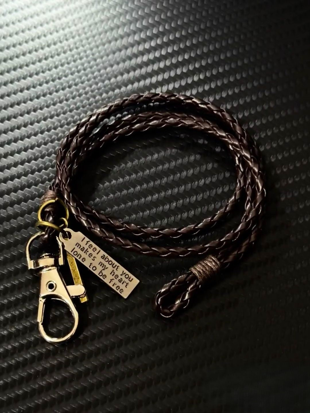 Braided Leather Sentiment Cord