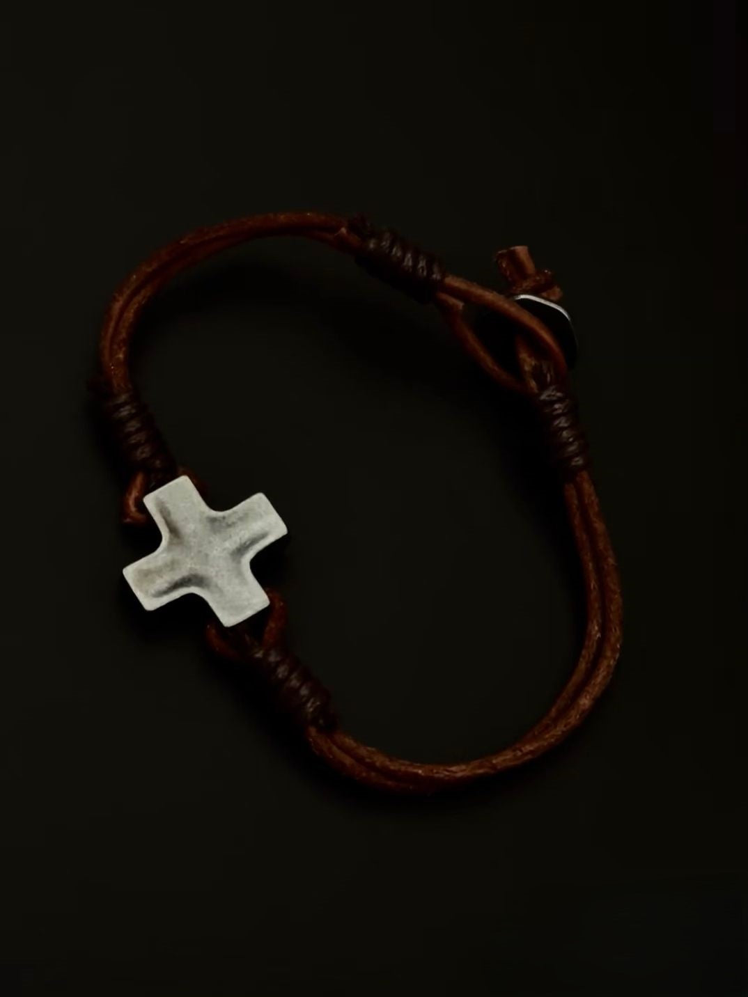 Leather Cross Bracelet