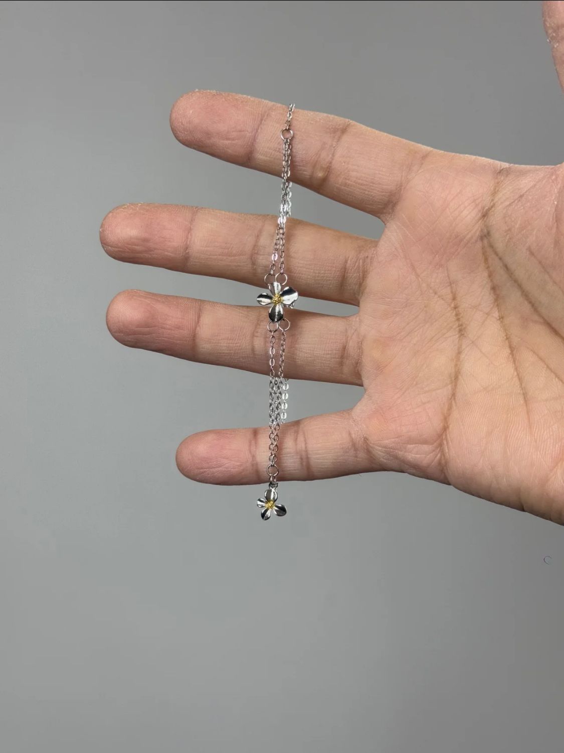 Silver Jasmine Double Chain Bracelet