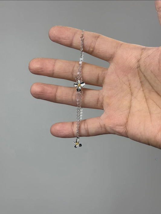 Silver Jasmine Double Chain Bracelet