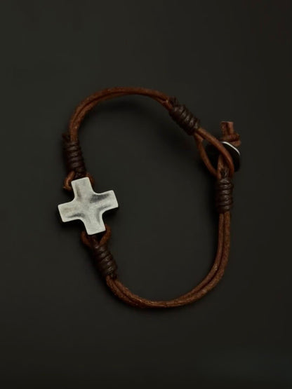 Leather Cross Bracelet