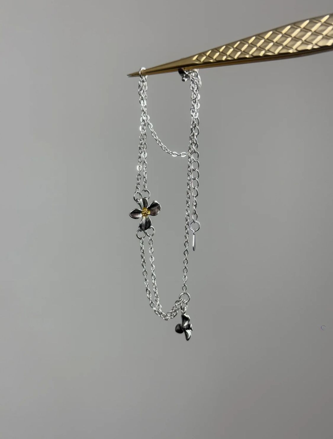 Silver Jasmine Double Chain Bracelet