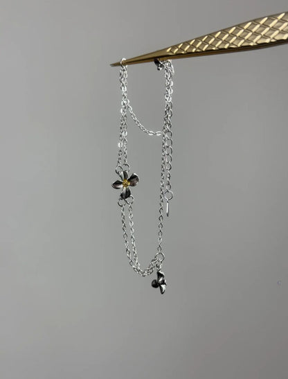 Silver Jasmine Double Chain Bracelet