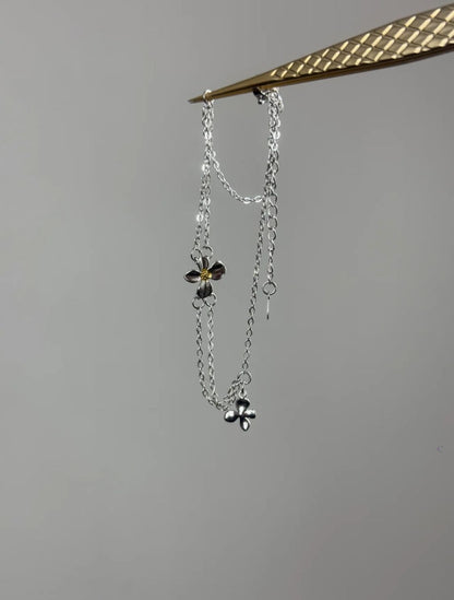 Silver Jasmine Double Chain Bracelet