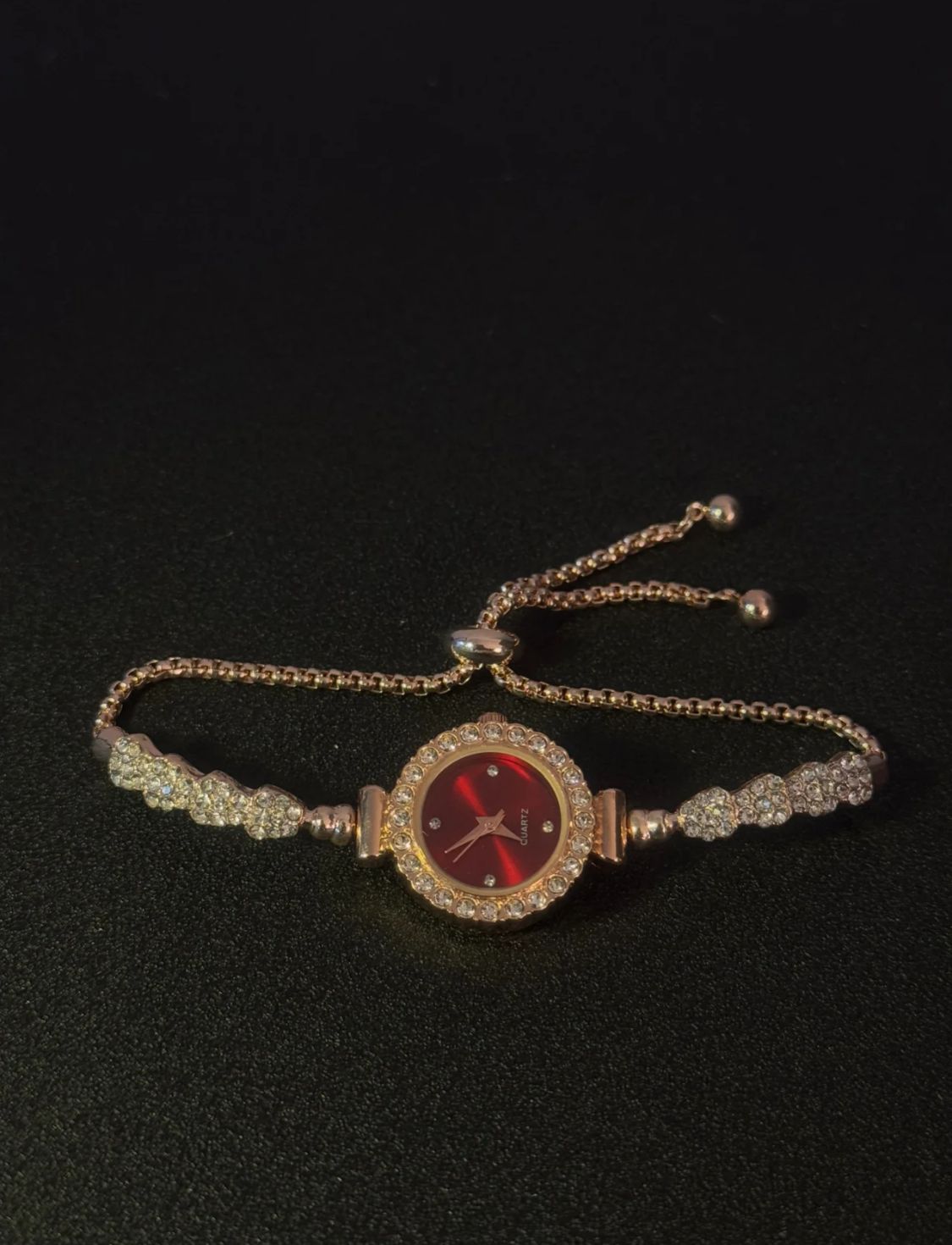 Crimson Dial Crystal Halo Bolo Bracelet