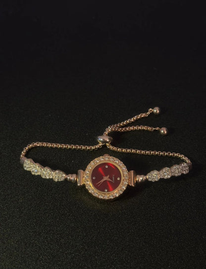 Crimson Dial Crystal Halo Bolo Bracelet