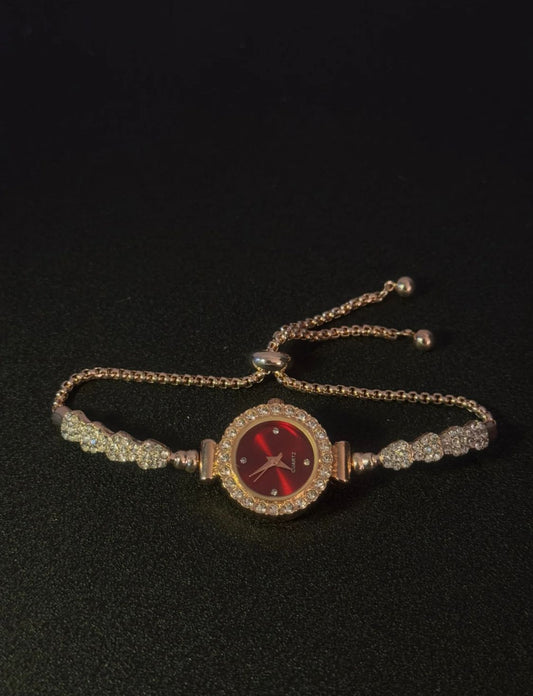 Crimson Dial Crystal Halo Bolo Bracelet