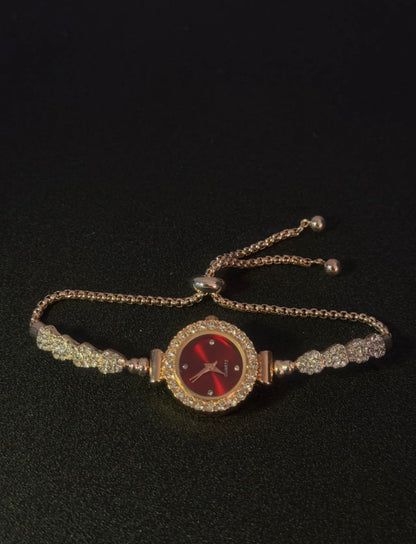 Crimson Dial Crystal Halo Bolo Bracelet
