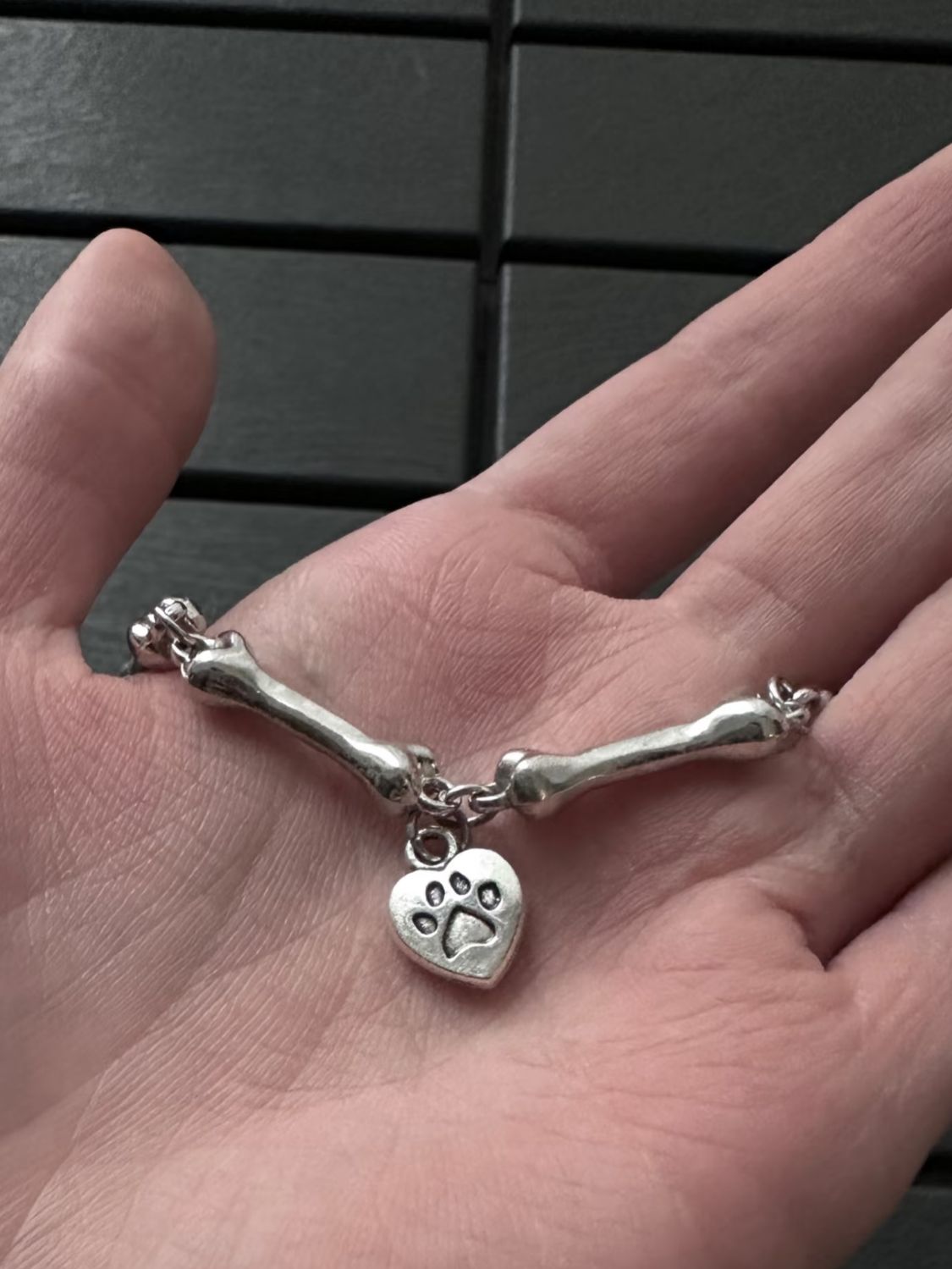 Silver Bone Charm Bracelet