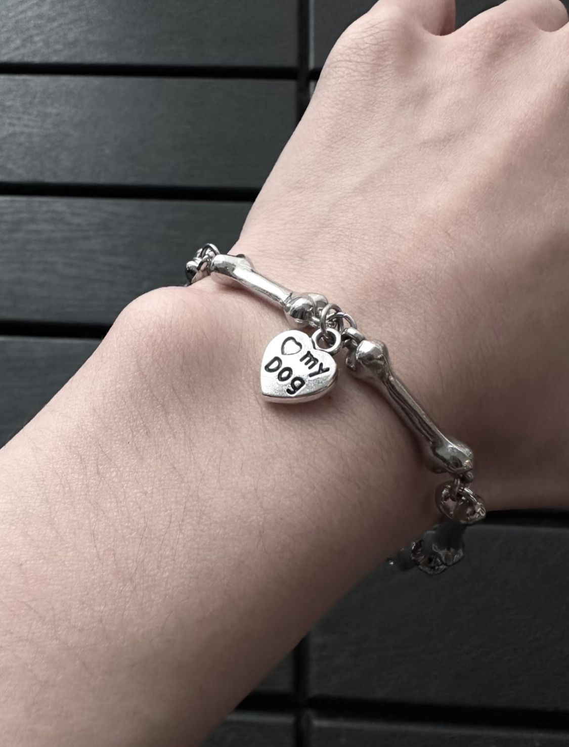 Silver Bone Charm Bracelet