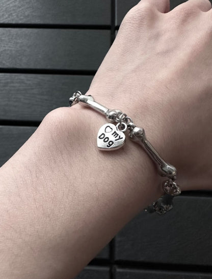 Silver Bone Charm Bracelet