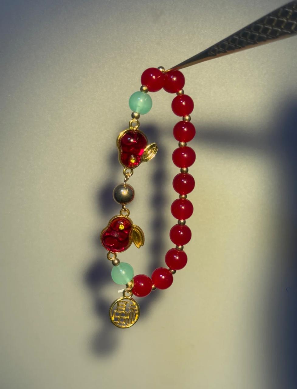 Red Agate Rabbit Charm Bracelet
