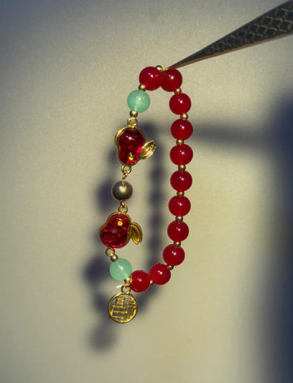 Red Agate Rabbit Charm Bracelet
