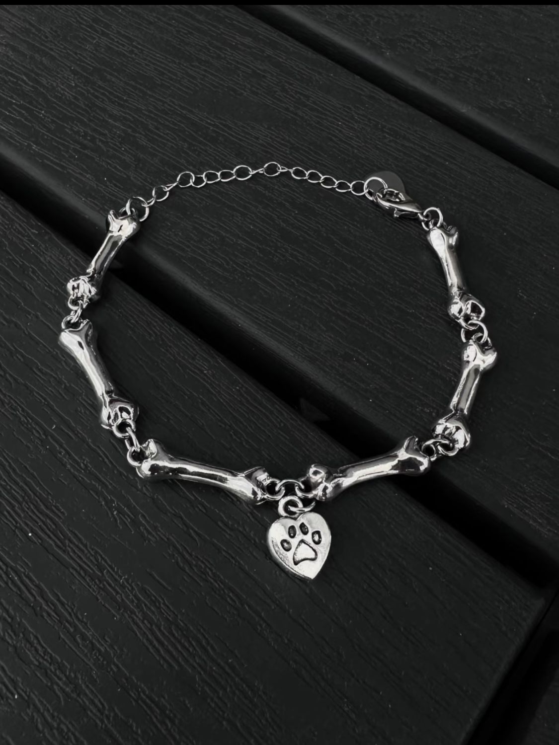 Silver Bone Charm Bracelet