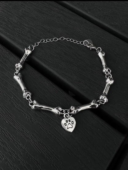 Silver Bone Charm Bracelet