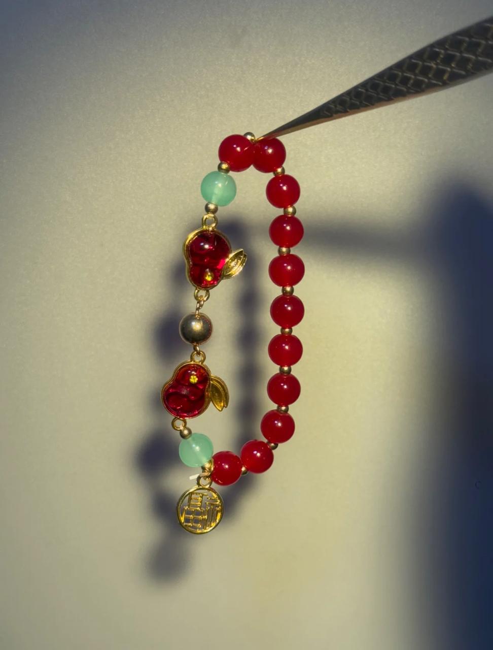 Red Agate Rabbit Charm Bracelet