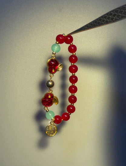 Red Agate Rabbit Charm Bracelet