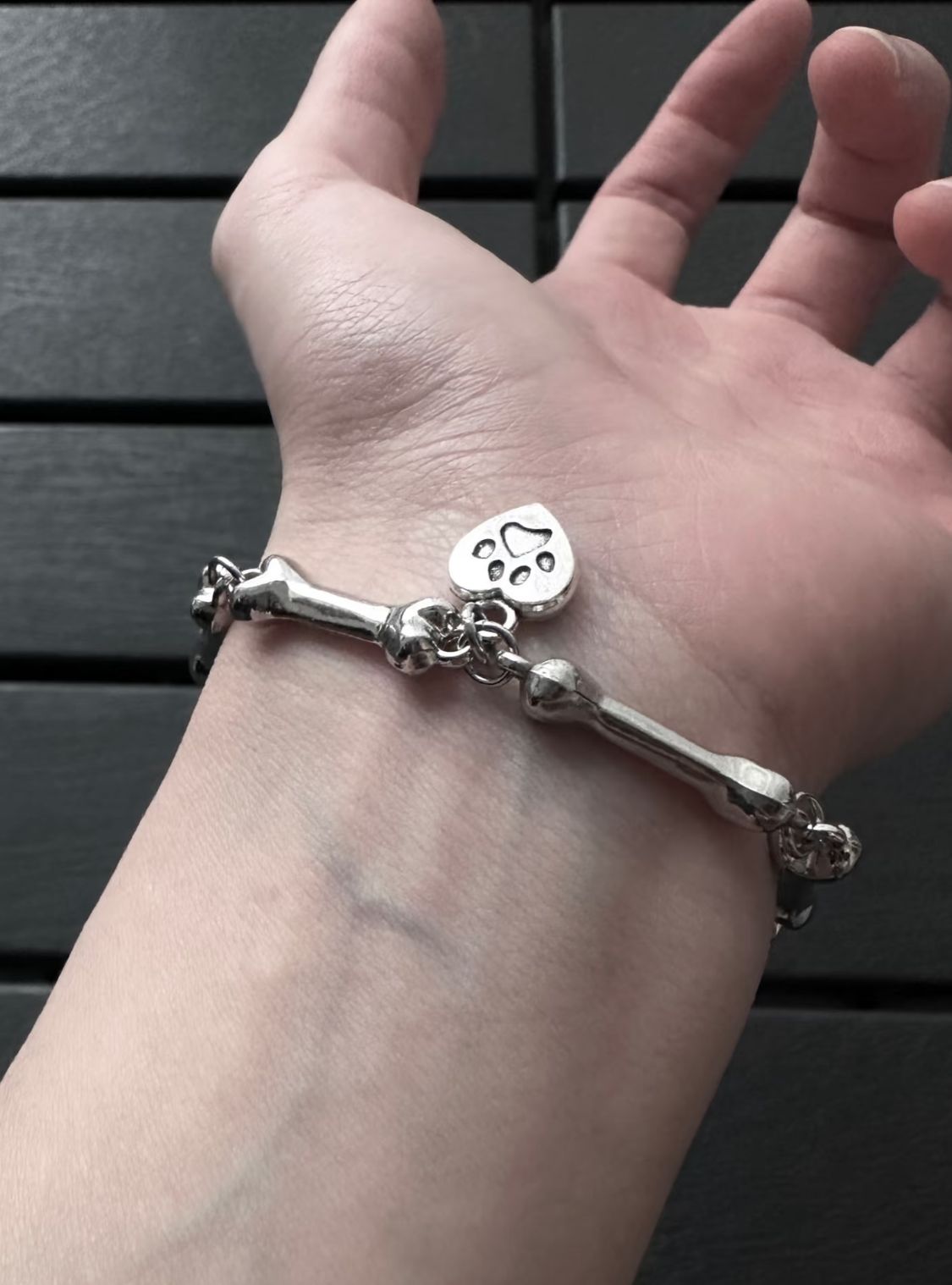 Silver Bone Charm Bracelet