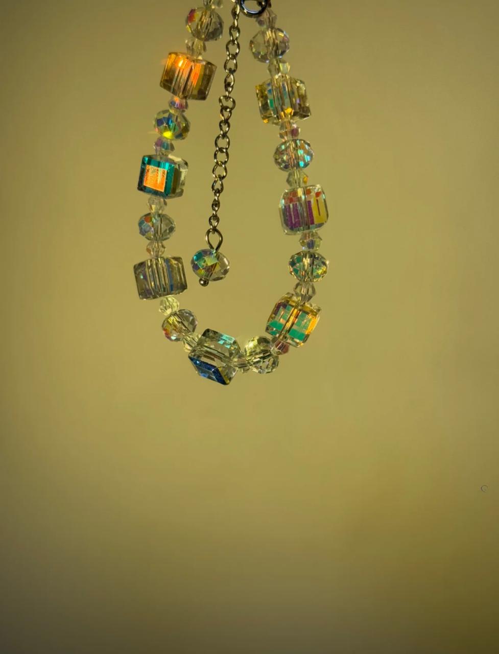 Iridescent Crystal Cube Bracelet