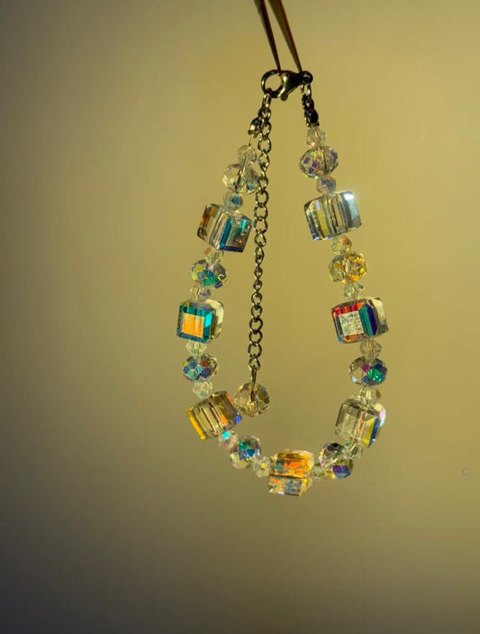 Iridescent Crystal Cube Bracelet