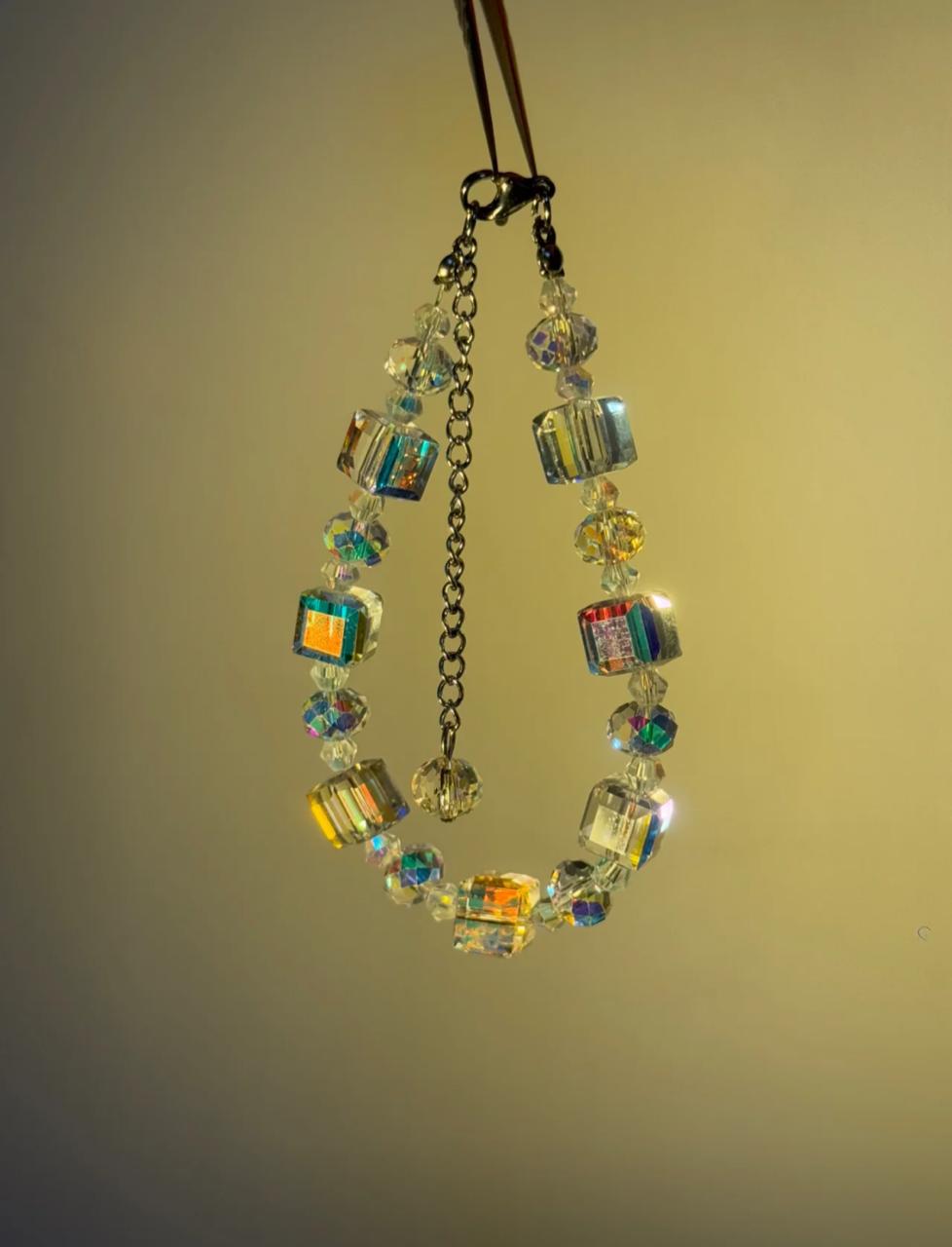 Iridescent Crystal Cube Bracelet