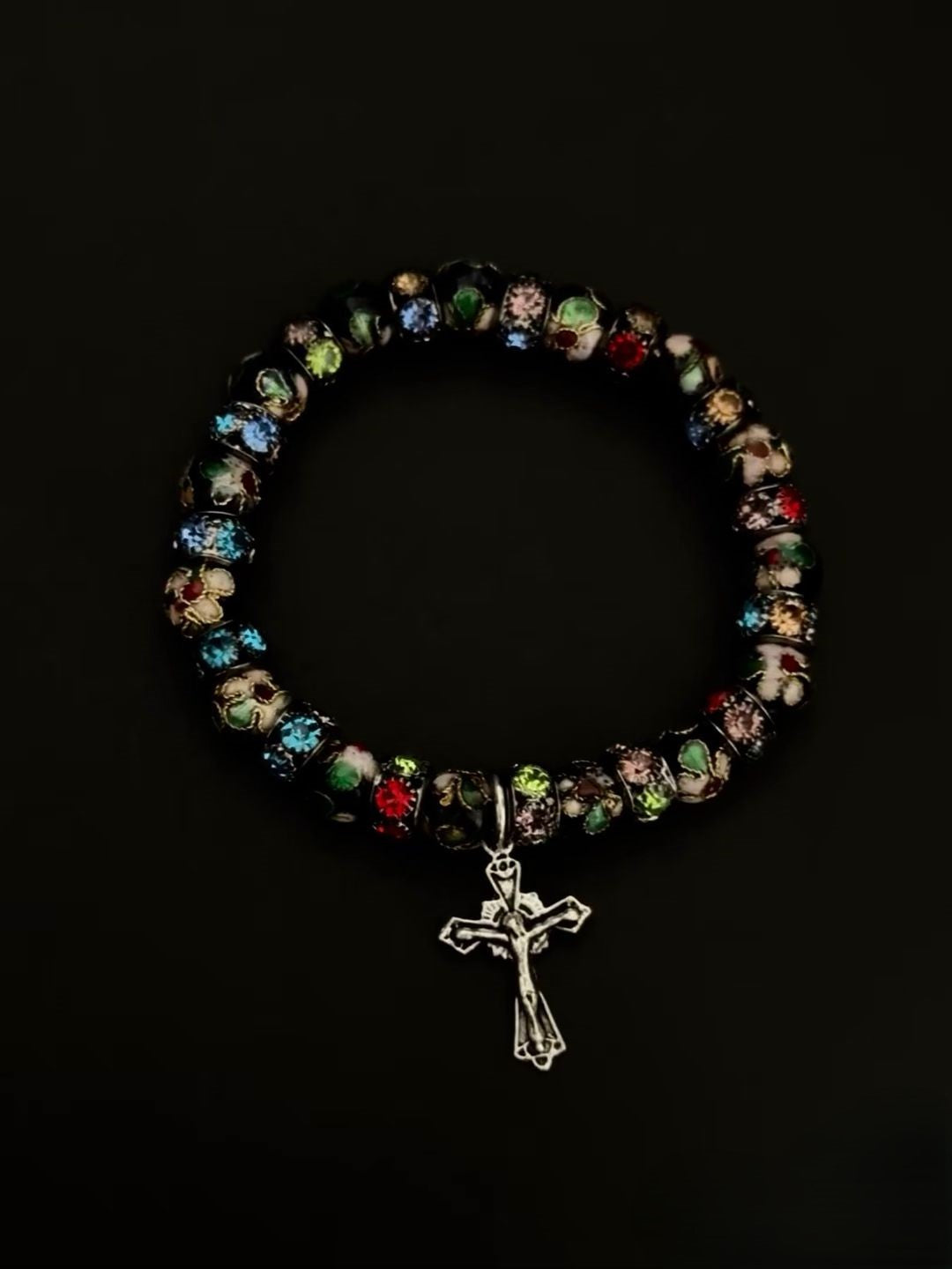 Colorful Beaded Cross Bracelet