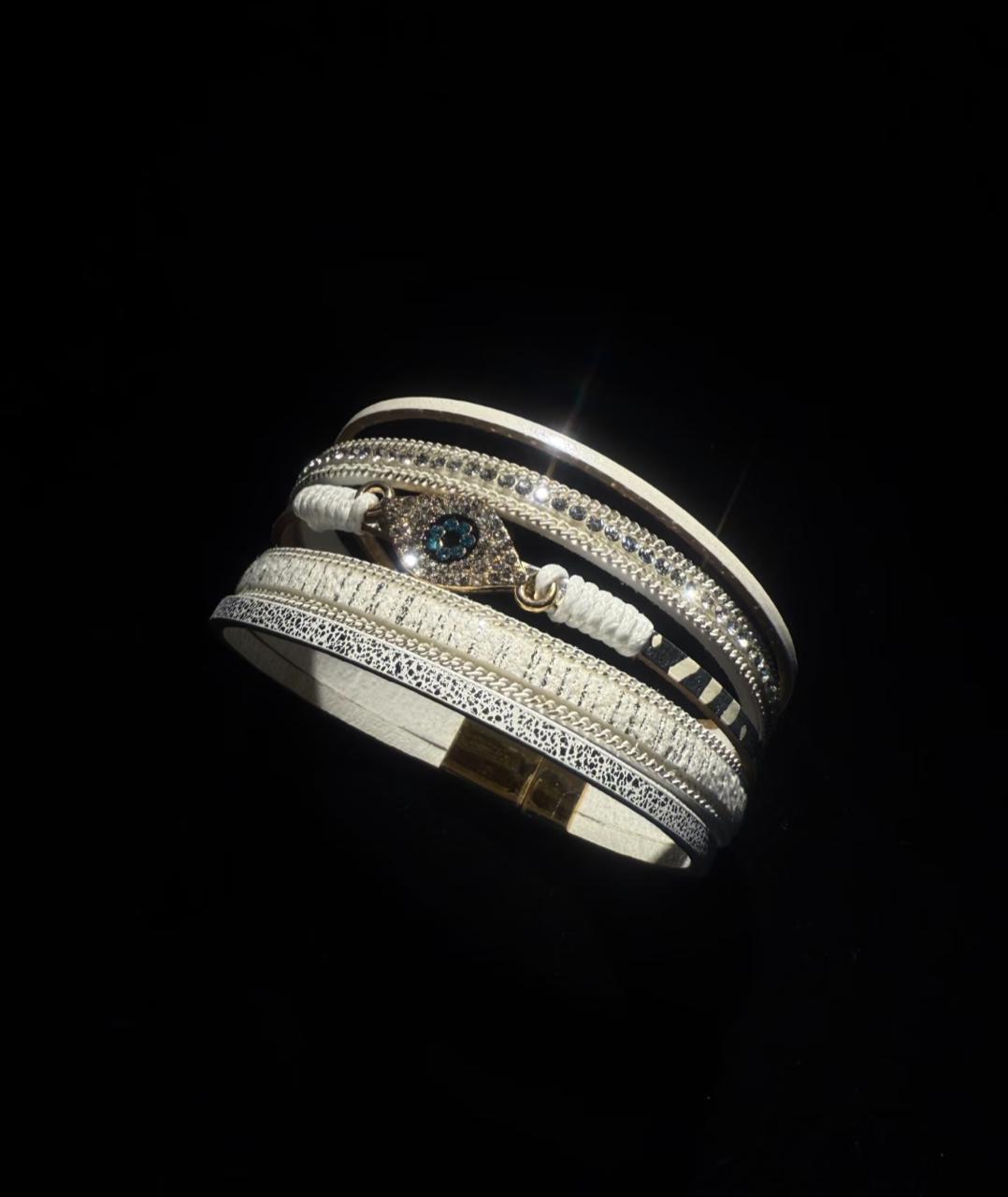 White Layered Evil Eye Bracelet