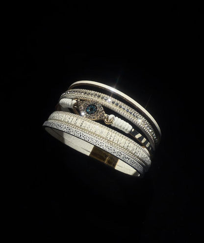 White Layered Evil Eye Bracelet