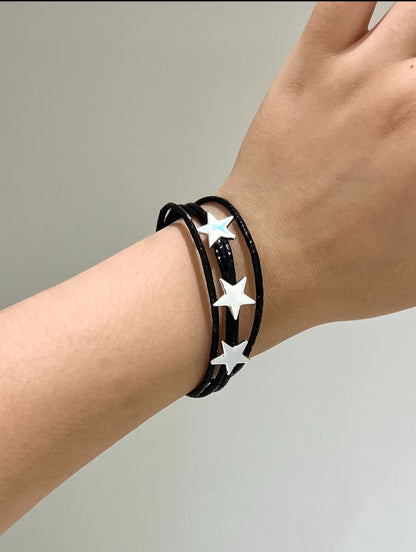 Black Triple Star Cord Bracelet