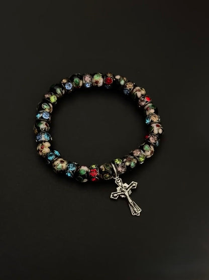 Colorful Beaded Cross Bracelet