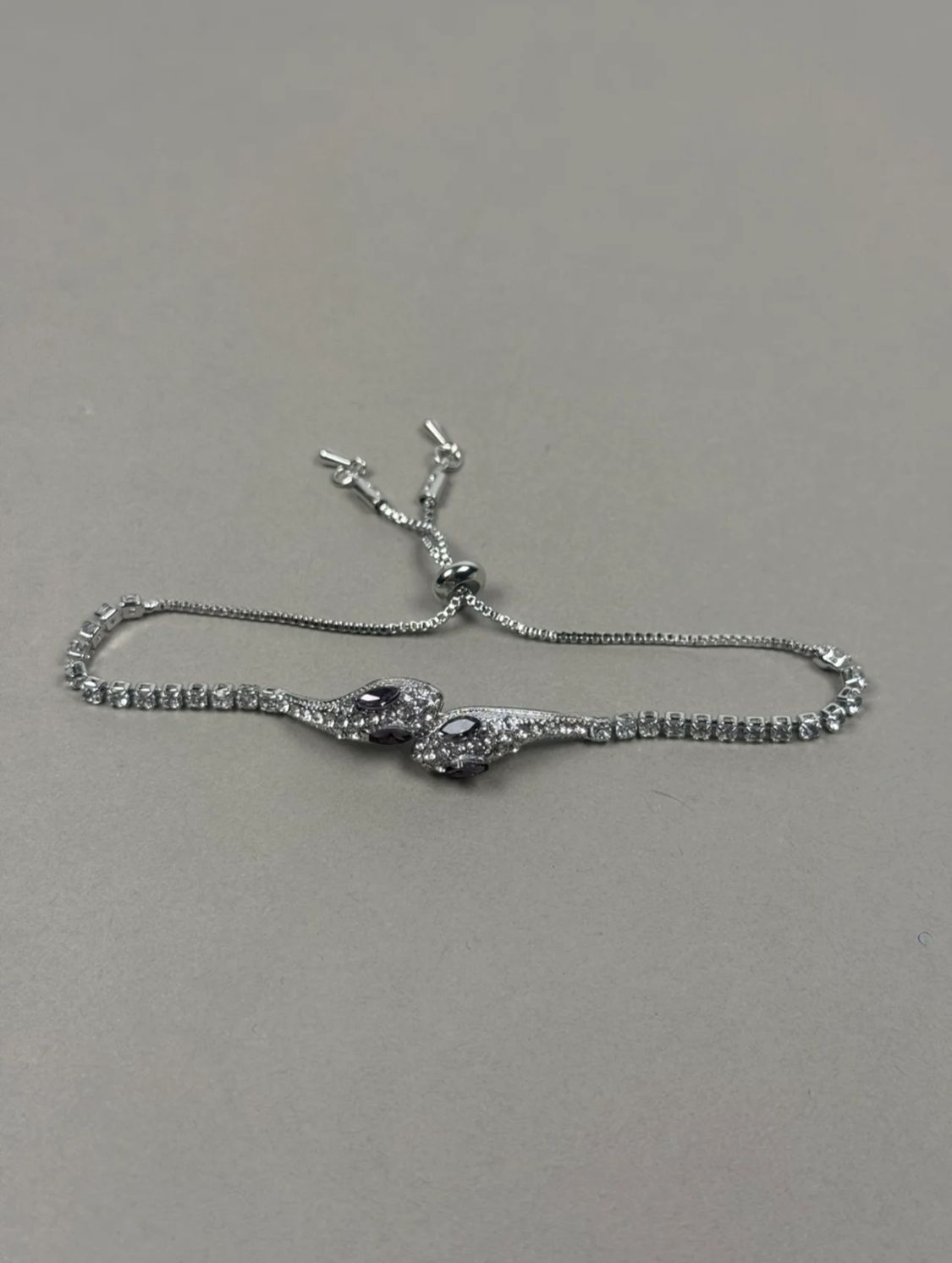 Amethyst Eye Pave Snake Bolo Bracelet