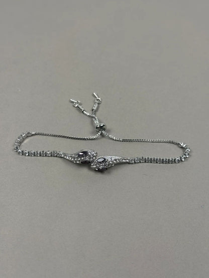 Amethyst Eye Pave Snake Bolo Bracelet