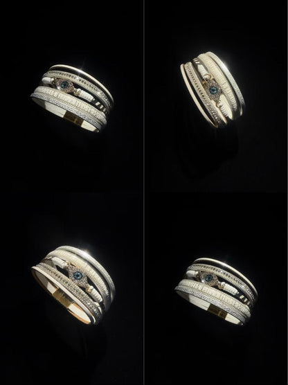 White Layered Evil Eye Bracelet