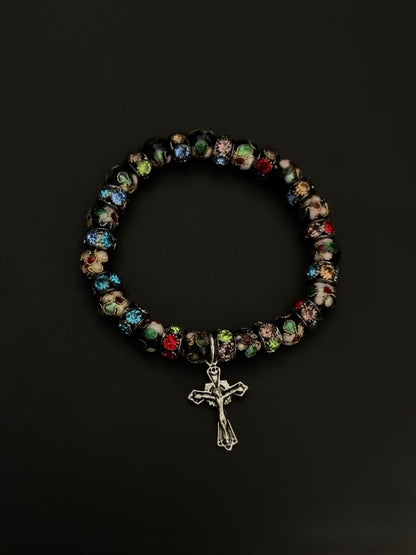 Colorful Beaded Cross Bracelet