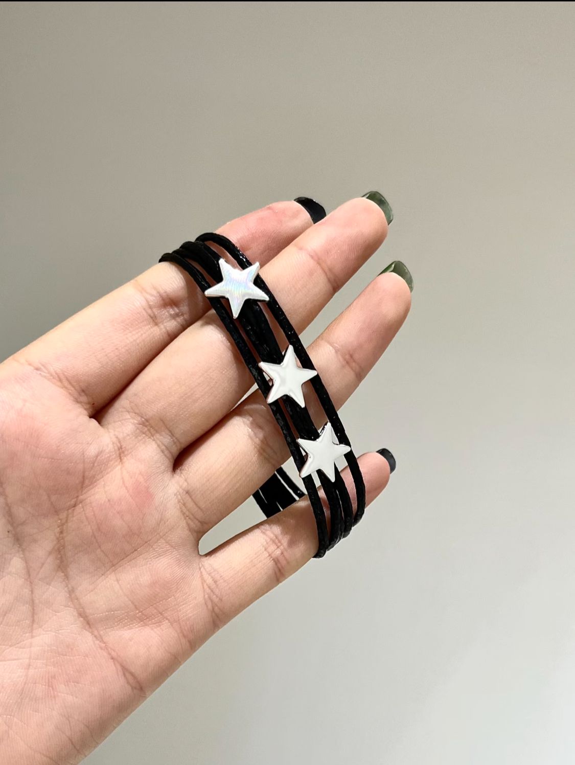 Black Triple Star Cord Bracelet