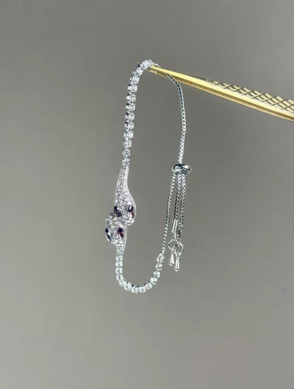 Amethyst Eye Pave Snake Bolo Bracelet