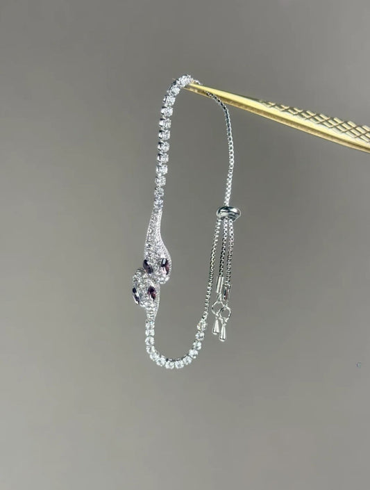 Amethyst Eye Pave Snake Bolo Bracelet