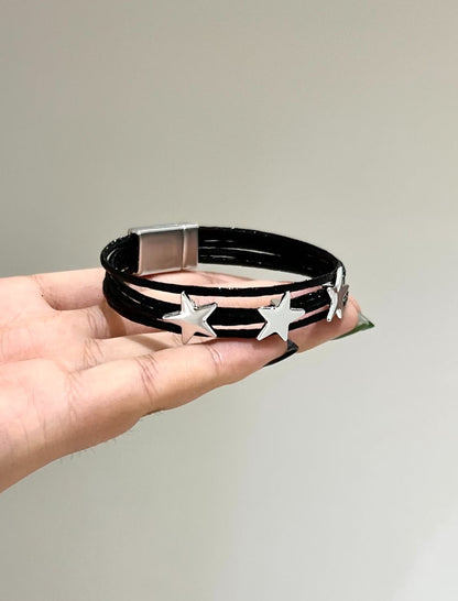 Black Triple Star Cord Bracelet