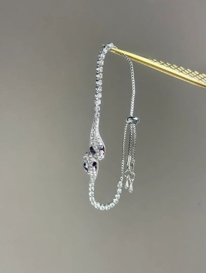 Amethyst Eye Pave Snake Bolo Bracelet