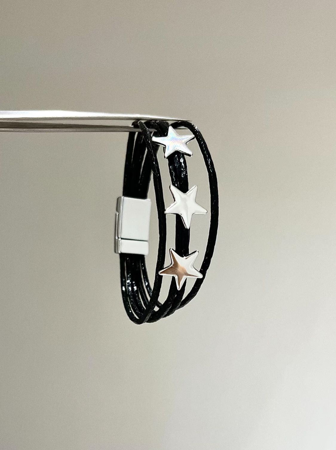 Black Triple Star Cord Bracelet