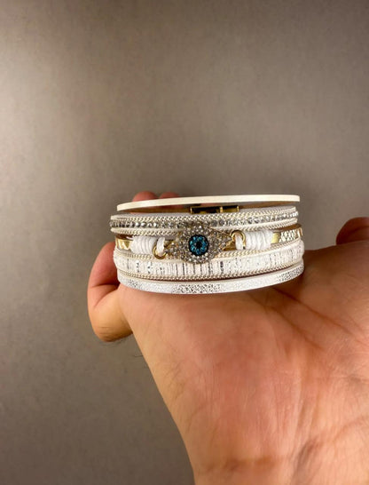 White Layered Evil Eye Bracelet