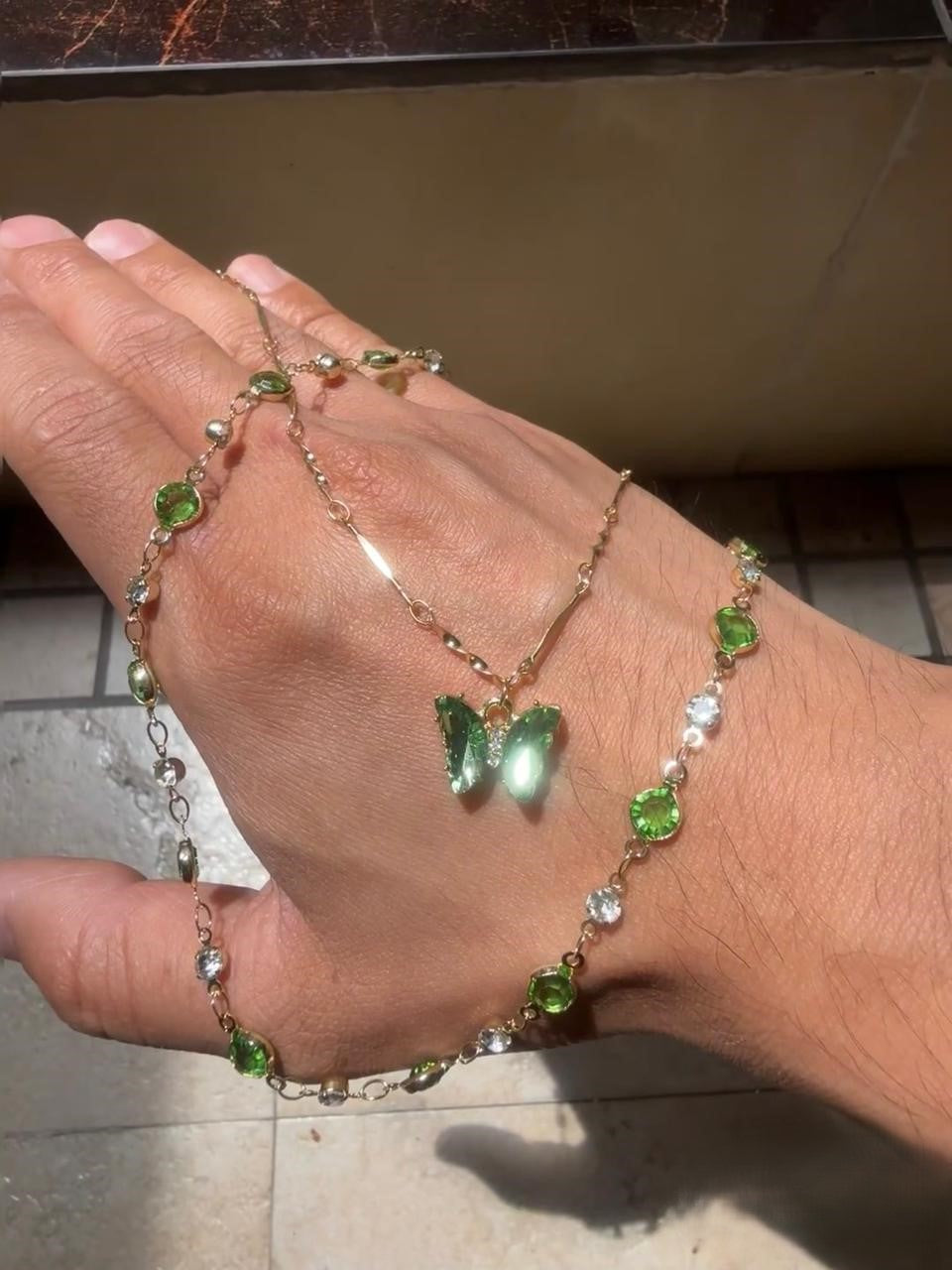Emerald Flutter Layering Necklace