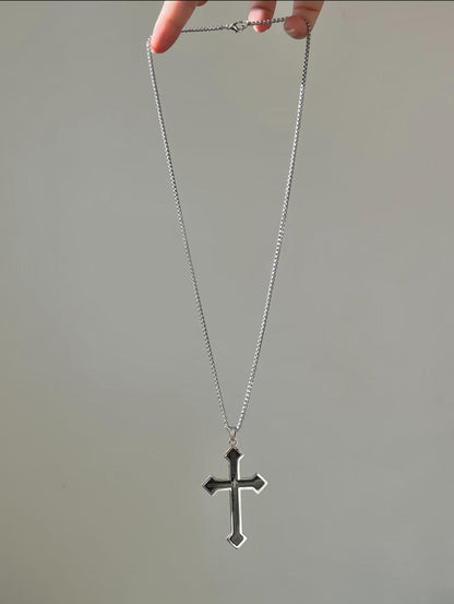 Gothic Inscribed Cross Necklace